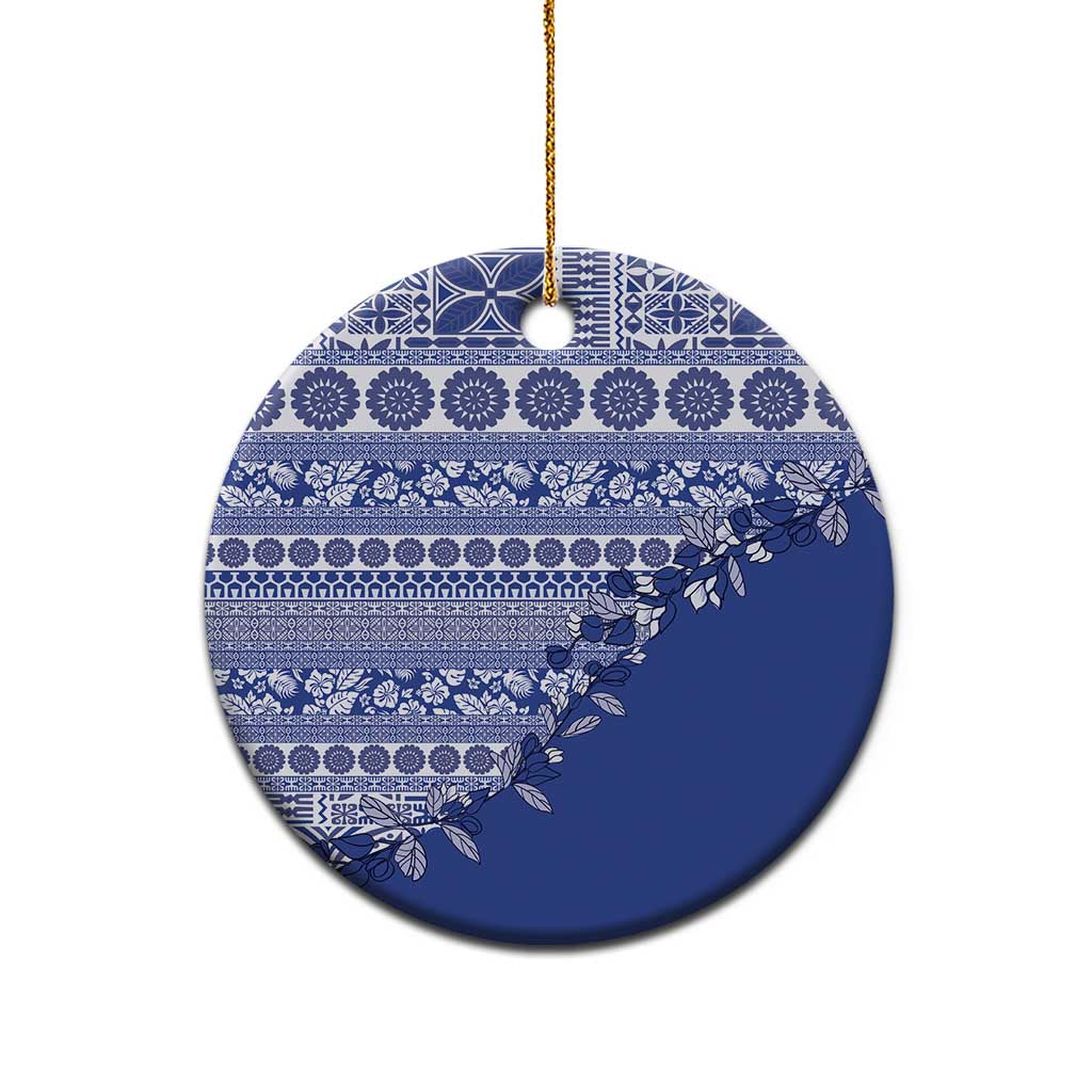 Fiji Marau na Kerisimasi Ceramic Ornament Blue Tagimoucia Tapa Masi Tribal LT9 - Polynesian Pride
