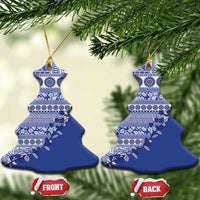 Fiji Marau na Kerisimasi Ceramic Ornament Blue Tagimoucia Tapa Masi Tribal LT9 Christmas Tree Blue - Polynesian Pride