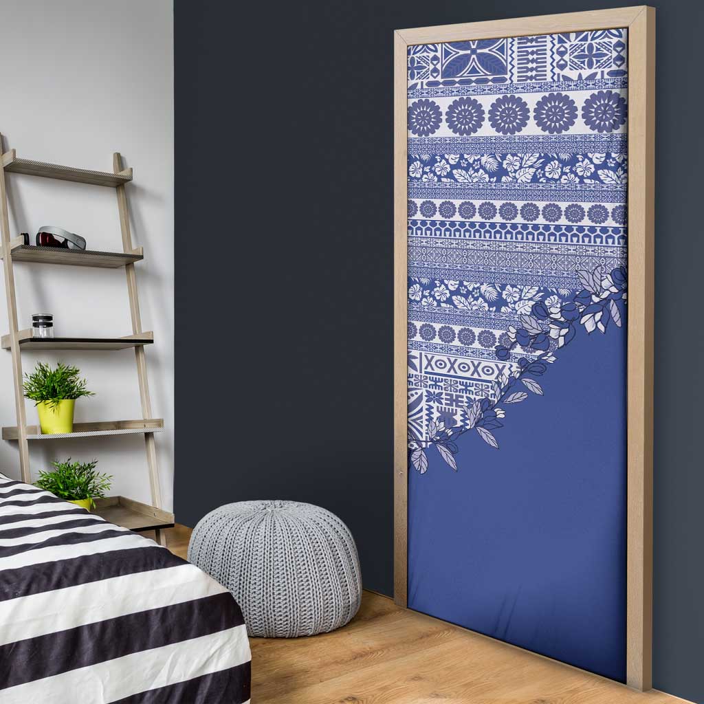 Fiji Marau na Kerisimasi Door Cover Blue Tagimoucia Tapa Masi Tribal - Polynesian Pride