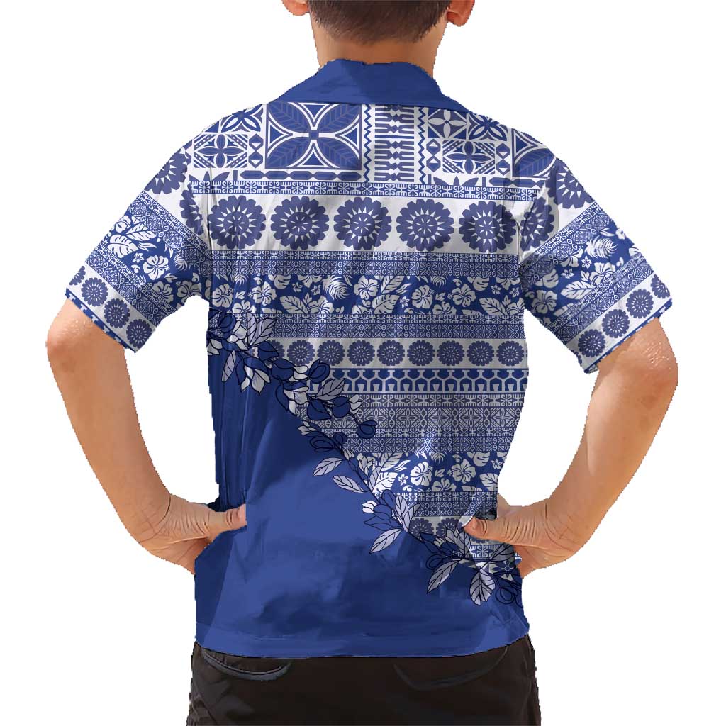 Fiji Marau na Kerisimasi Family Matching Puletasi and Hawaiian Shirt Blue Tagimoucia Tapa Masi Tribal - Polynesian Pride