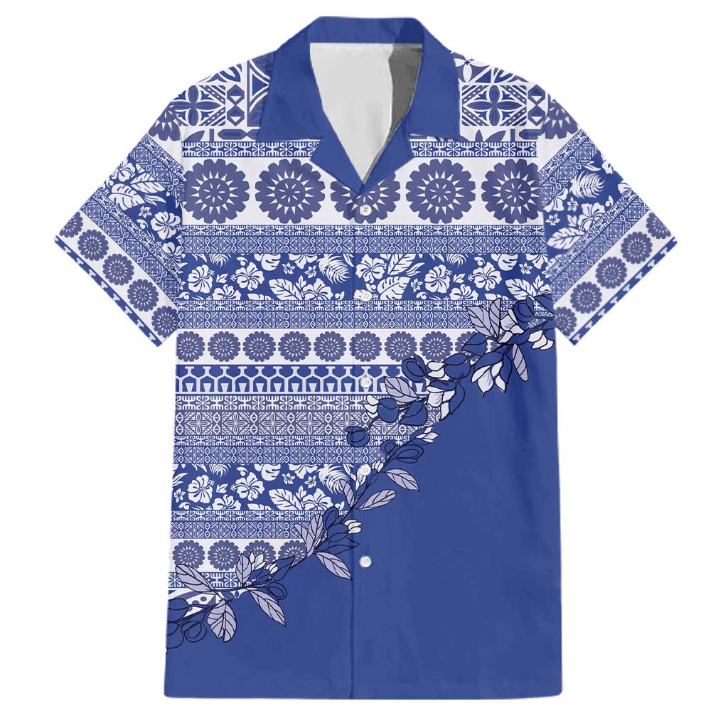 Fiji Marau na Kerisimasi Family Matching Puletasi and Hawaiian Shirt Blue Tagimoucia Tapa Masi Tribal - Polynesian Pride