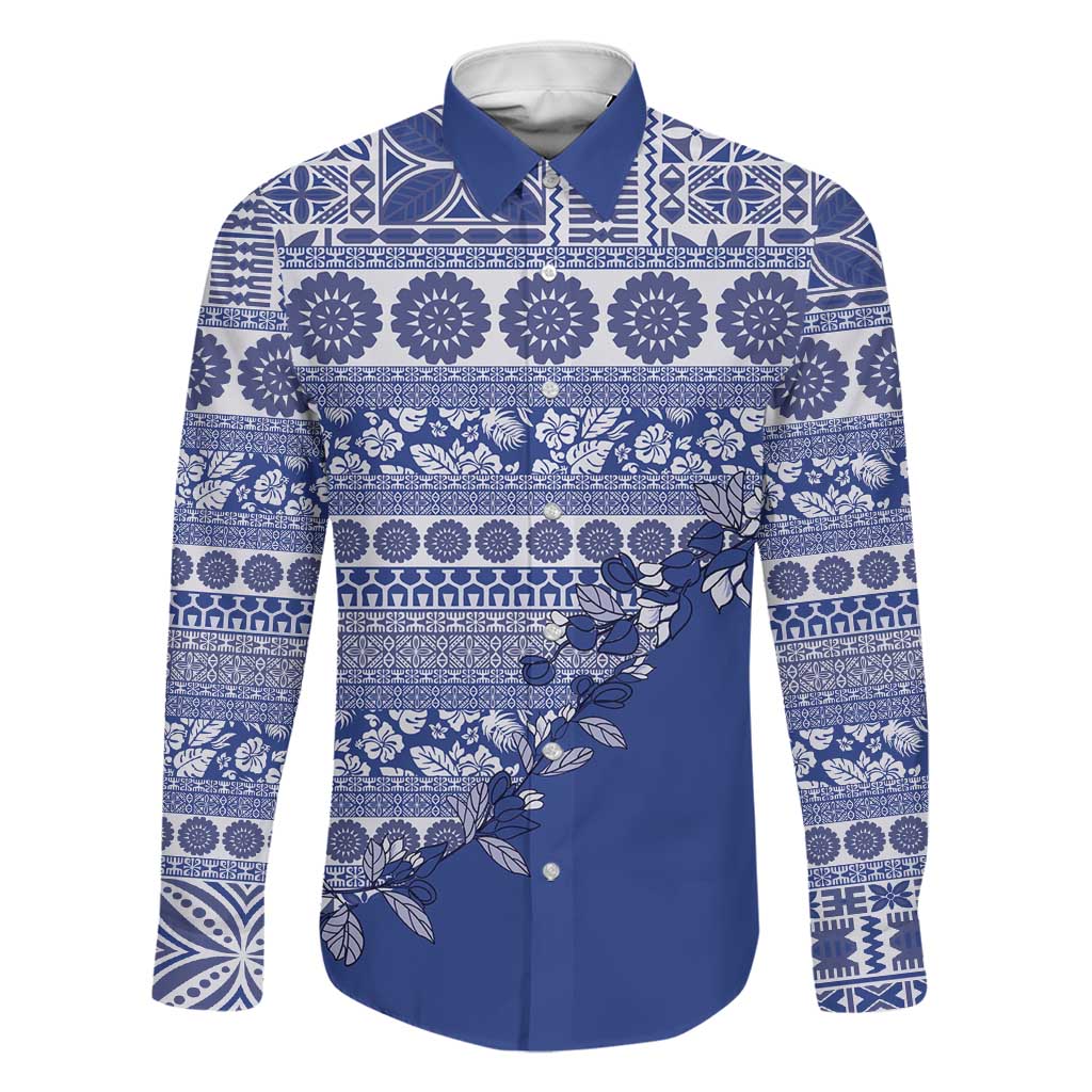 Fiji Marau na Kerisimasi Family Matching Puletasi and Hawaiian Shirt Blue Tagimoucia Tapa Masi Tribal - Polynesian Pride