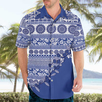 Fiji Marau na Kerisimasi Hawaiian Shirt Blue Tagimoucia Tapa Masi Tribal - Polynesian Pride