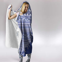 Fiji Marau na Kerisimasi Hooded Blanket Blue Tagimoucia Tapa Masi Tribal LT9 - Polynesian Pride