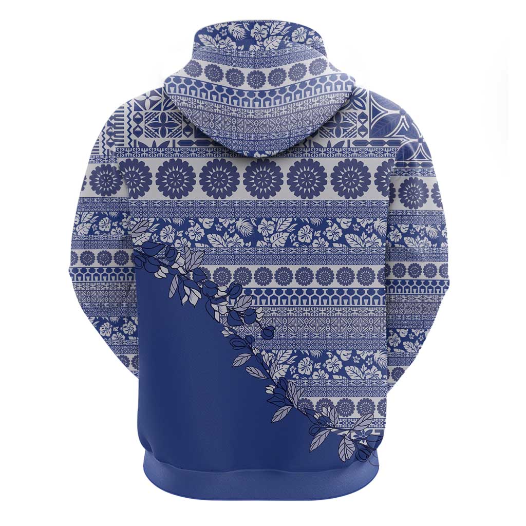 Fiji Marau na Kerisimasi Hoodie Blue Tagimoucia Tapa Masi Tribal - Polynesian Pride