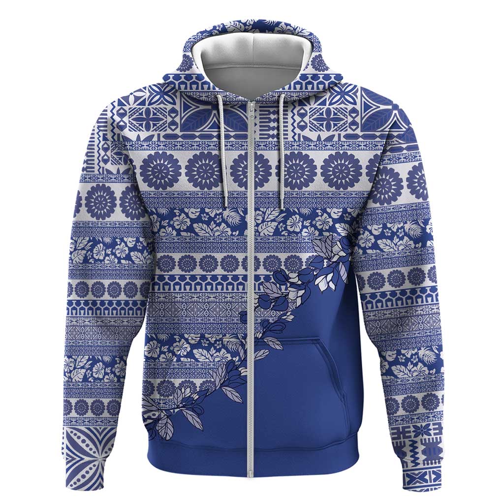 Fiji Marau na Kerisimasi Hoodie Blue Tagimoucia Tapa Masi Tribal - Polynesian Pride