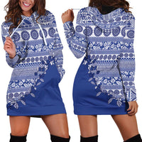 Fiji Marau na Kerisimasi Hoodie Dress Blue Tagimoucia Tapa Masi Tribal - Polynesian Pride