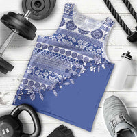 Fiji Marau na Kerisimasi Men Tank Top Blue Tagimoucia Tapa Masi Tribal LT9 - Polynesian Pride