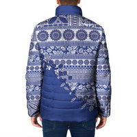 Fiji Marau na Kerisimasi Padded Jacket Blue Tagimoucia Tapa Masi Tribal LT9 - Polynesian Pride