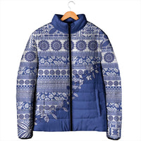 Fiji Marau na Kerisimasi Padded Jacket Blue Tagimoucia Tapa Masi Tribal LT9 - Polynesian Pride