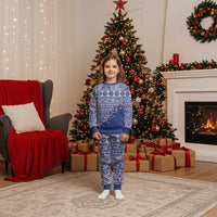 Fiji Marau na Kerisimasi Christmas Pajama Set Blue Tagimoucia Tapa Masi Tribal - Polynesian Pride