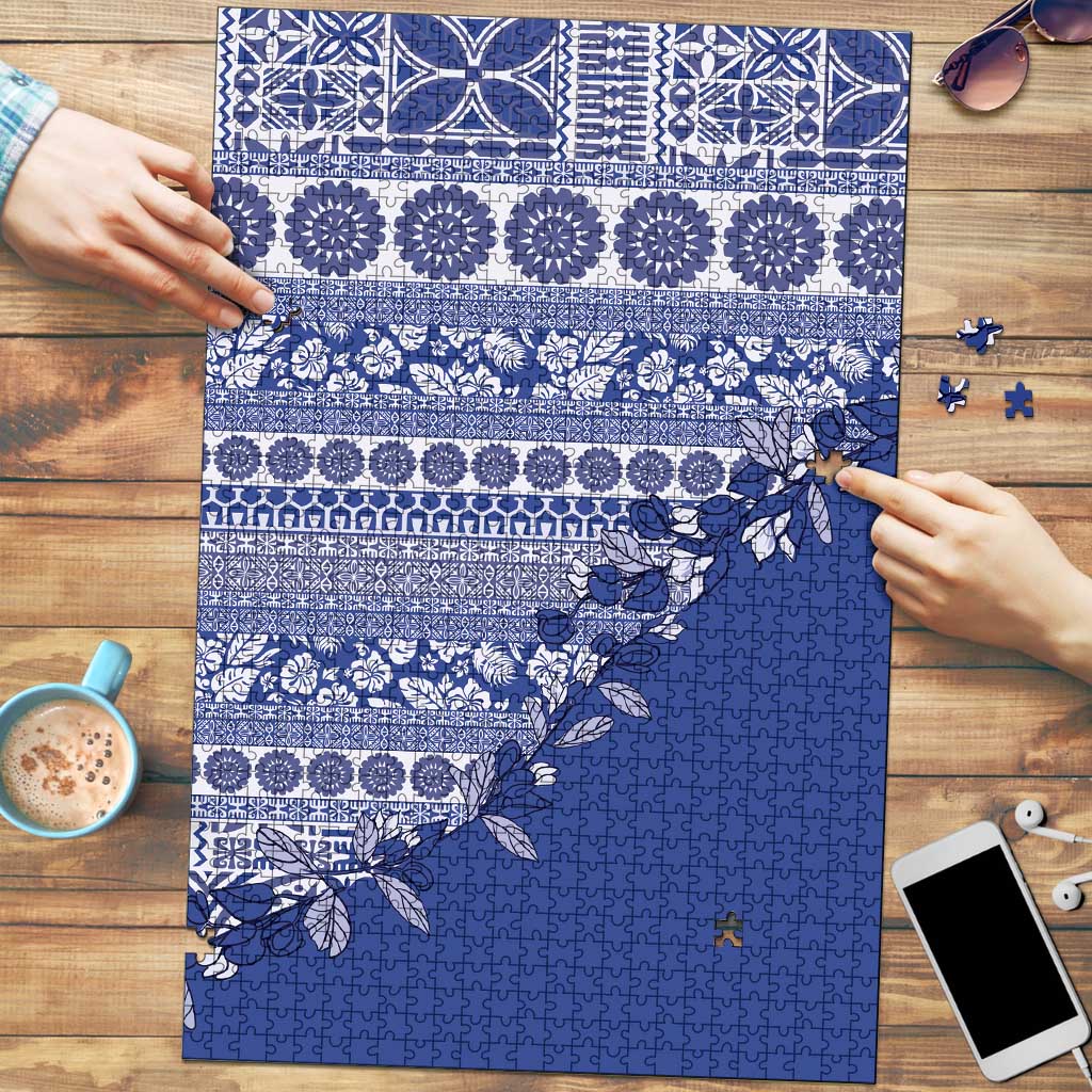 Fiji Marau na Kerisimasi Puzzle Blue Tagimoucia Tapa Masi Tribal LT9 Blue - Polynesian Pride