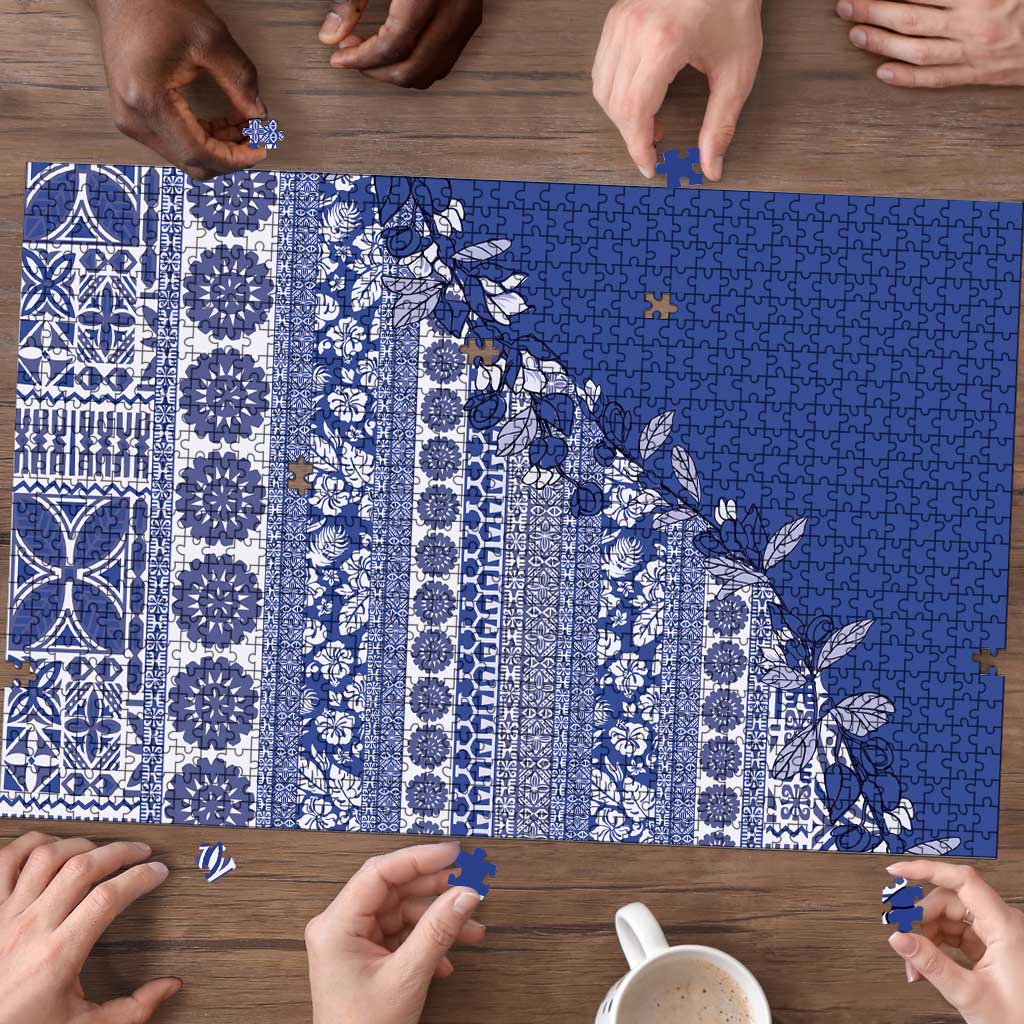 Fiji Marau na Kerisimasi Puzzle Blue Tagimoucia Tapa Masi Tribal LT9 - Polynesian Pride