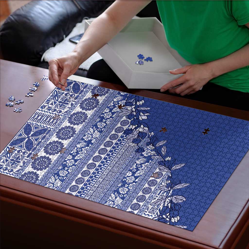 Fiji Marau na Kerisimasi Puzzle Blue Tagimoucia Tapa Masi Tribal LT9 - Polynesian Pride