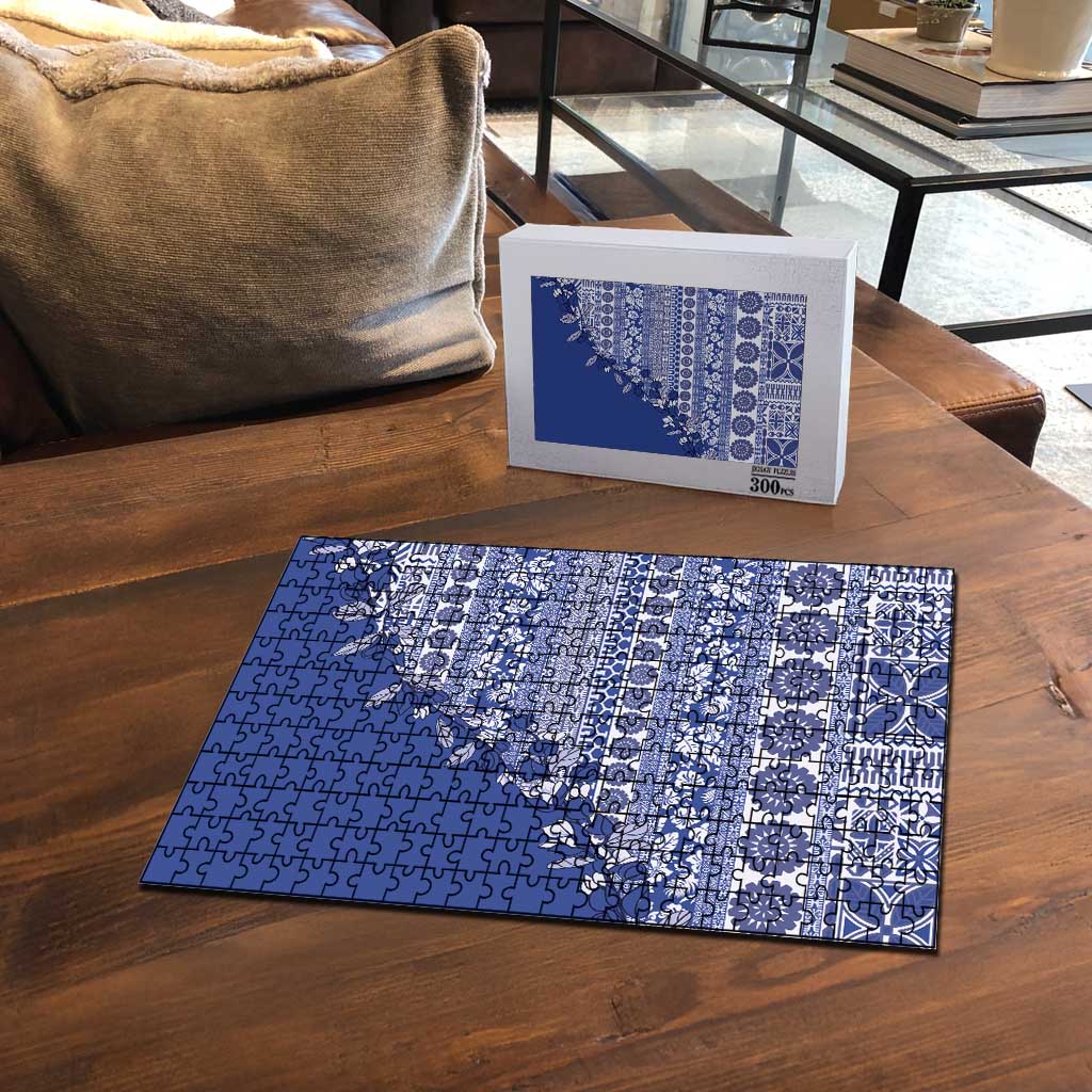 Fiji Marau na Kerisimasi Puzzle Blue Tagimoucia Tapa Masi Tribal LT9 - Polynesian Pride