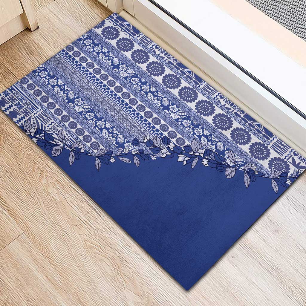 Fiji Marau na Kerisimasi Rubber Doormat Blue Tagimoucia Tapa Masi Tribal LT9 - Polynesian Pride