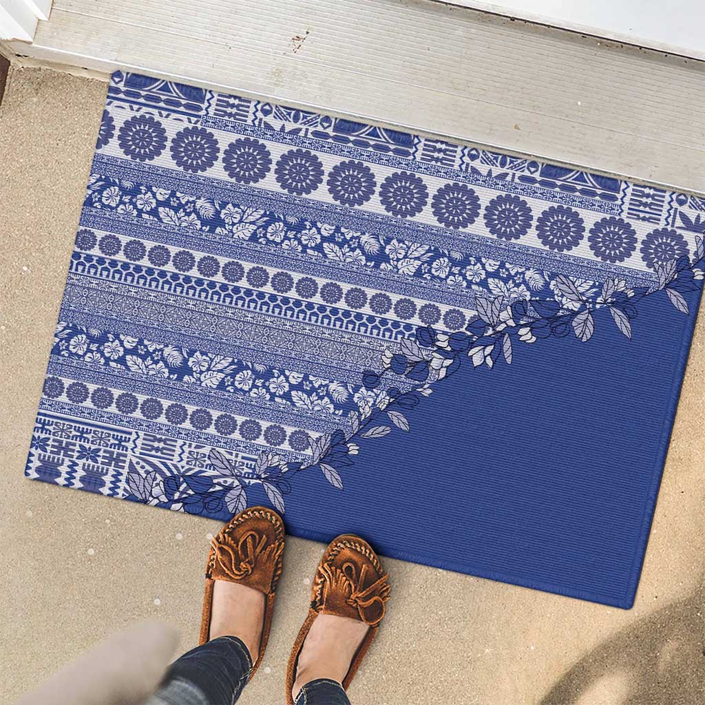 Fiji Marau na Kerisimasi Rubber Doormat Blue Tagimoucia Tapa Masi Tribal LT9 - Polynesian Pride