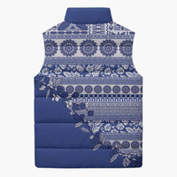 Fiji Marau na Kerisimasi Sleeveless Puffer Jacket Blue Tagimoucia Tapa Masi Tribal LT9 - Polynesian Pride