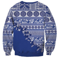Fiji Marau na Kerisimasi Sweatshirt Blue Tagimoucia Tapa Masi Tribal LT9 - Polynesian Pride