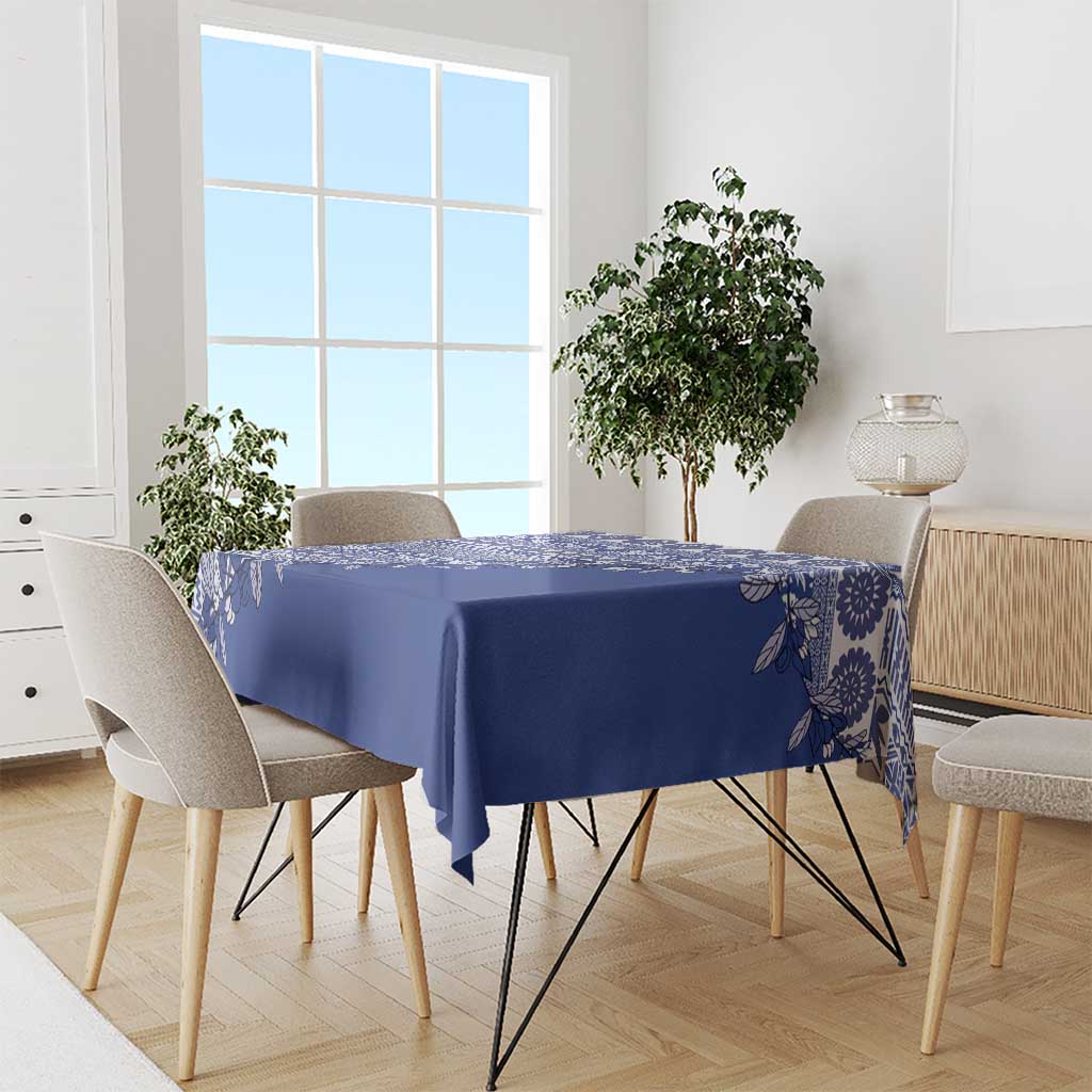 Fiji Marau na Kerisimasi Tablecloth Blue Tagimoucia Tapa Masi Tribal LT9 - Polynesian Pride