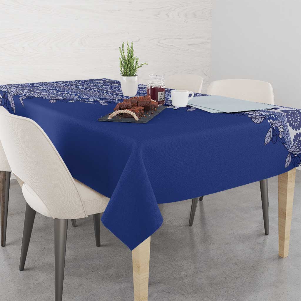 Fiji Marau na Kerisimasi Tablecloth Blue Tagimoucia Tapa Masi Tribal LT9 - Polynesian Pride