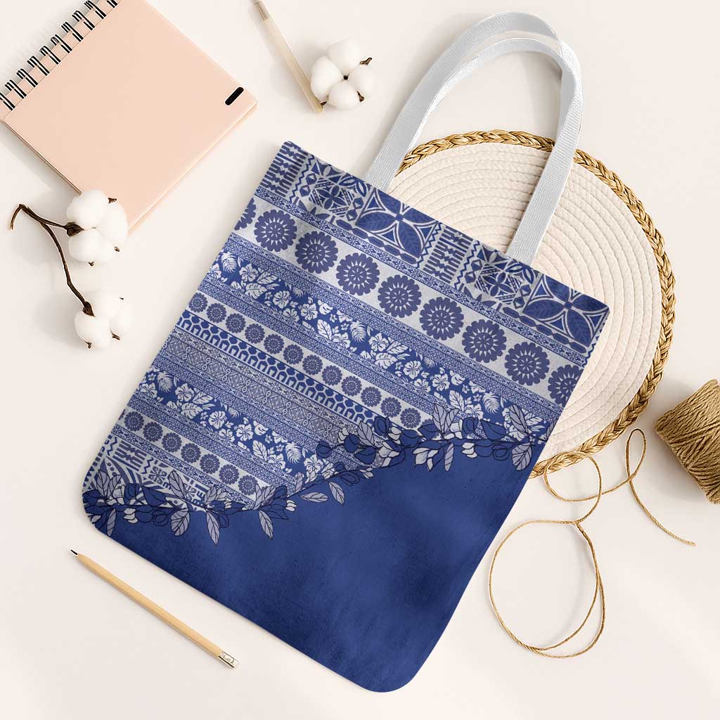 Fiji Marau na Kerisimasi Tote Bag Blue Tagimoucia Tapa Masi Tribal - Polynesian Pride
