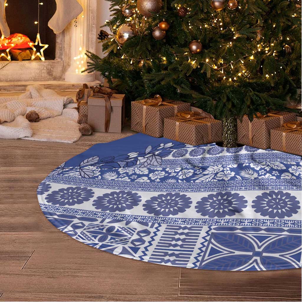 Fiji Marau na Kerisimasi Tree Skirt Blue Tagimoucia Tapa Masi Tribal - Polynesian Pride