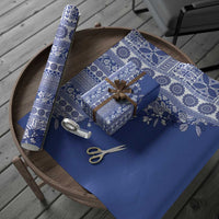 Fiji Marau na Kerisimasi Wrapping Paper Blue Tagimoucia Tapa Masi Tribal LT9 - Polynesian Pride