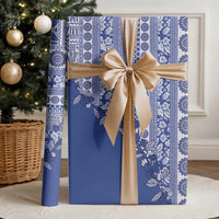 Fiji Marau na Kerisimasi Wrapping Paper Blue Tagimoucia Tapa Masi Tribal LT9 - Polynesian Pride