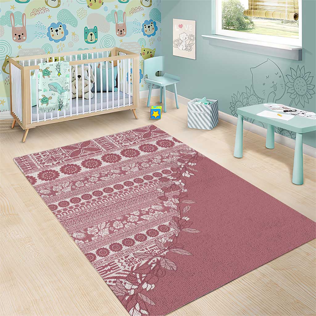 Fiji Marau na Kerisimasi Area Rug Dusty Rose Tagimoucia Tapa Masi Tribal - Polynesian Pride