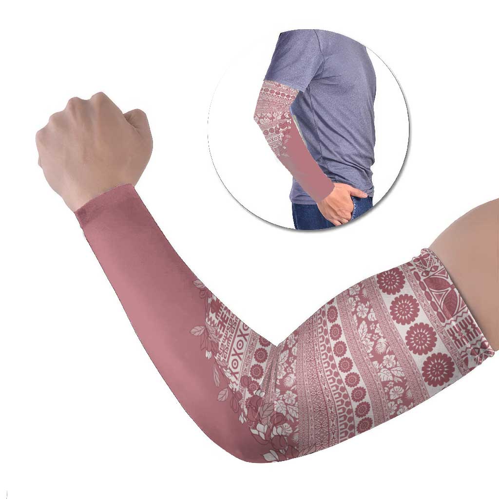 Fiji Marau na Kerisimasi Arm Sleeves Dusty Rose Tagimoucia Tapa Masi Tribal LT9 Set of 2 Pink - Polynesian Pride