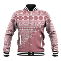 Fiji Marau na Kerisimasi Baseball Jacket Dusty Rose Tagimoucia Tapa Masi Tribal LT9 Unisex Pink - Polynesian Pride