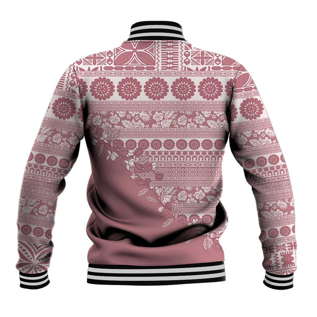 Fiji Marau na Kerisimasi Baseball Jacket Dusty Rose Tagimoucia Tapa Masi Tribal LT9 - Polynesian Pride