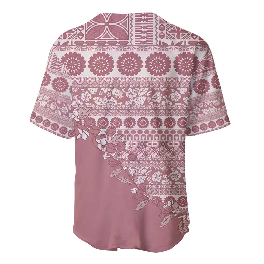Fiji Marau na Kerisimasi Baseball Jersey Dusty Rose Tagimoucia Tapa Masi Tribal - Polynesian Pride