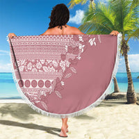 Fiji Marau na Kerisimasi Beach Blanket Dusty Rose Tagimoucia Tapa Masi Tribal - Polynesian Pride