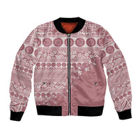 Fiji Marau na Kerisimasi Bomber Jacket Dusty Rose Tagimoucia Tapa Masi Tribal LT9 Unisex Pink - Polynesian Pride