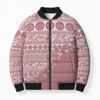 Fiji Marau na Kerisimasi Bomber Puffer Jacket Dusty Rose Tagimoucia Tapa Masi Tribal LT9 Unisex Pink - Polynesian Pride