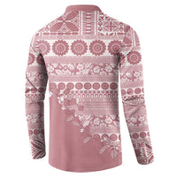 Fiji Marau na Kerisimasi Button Sweatshirt Dusty Rose Tagimoucia Tapa Masi Tribal LT9 - Polynesian Pride
