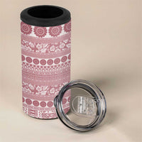 Fiji Marau na Kerisimasi 4 in 1 Can Cooler Tumbler Dusty Rose Tagimoucia Tapa Masi Tribal - Polynesian Pride