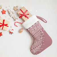 Fiji Marau na Kerisimasi Christmas Stocking Dusty Rose Tagimoucia Tapa Masi Tribal - Polynesian Pride