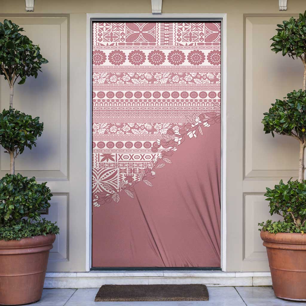 Fiji Marau na Kerisimasi Door Cover Dusty Rose Tagimoucia Tapa Masi Tribal - Polynesian Pride