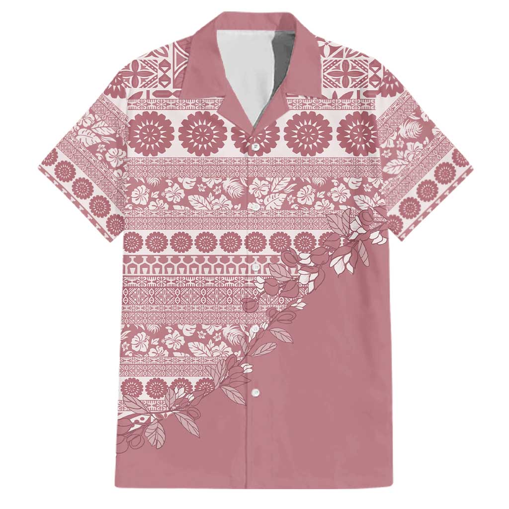 Fiji Marau na Kerisimasi Family Matching Puletasi and Hawaiian Shirt Dusty Rose Tagimoucia Tapa Masi Tribal - Polynesian Pride