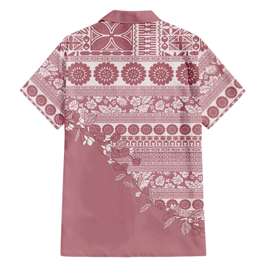 Fiji Marau na Kerisimasi Family Matching Puletasi and Hawaiian Shirt Dusty Rose Tagimoucia Tapa Masi Tribal - Polynesian Pride