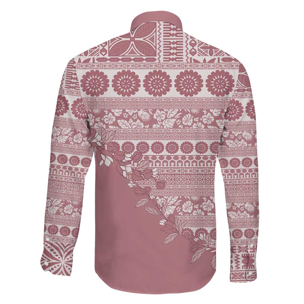 Fiji Marau na Kerisimasi Family Matching Puletasi and Hawaiian Shirt Dusty Rose Tagimoucia Tapa Masi Tribal - Polynesian Pride