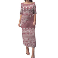 Fiji Marau na Kerisimasi Family Matching Puletasi and Hawaiian Shirt Dusty Rose Tagimoucia Tapa Masi Tribal - Polynesian Pride