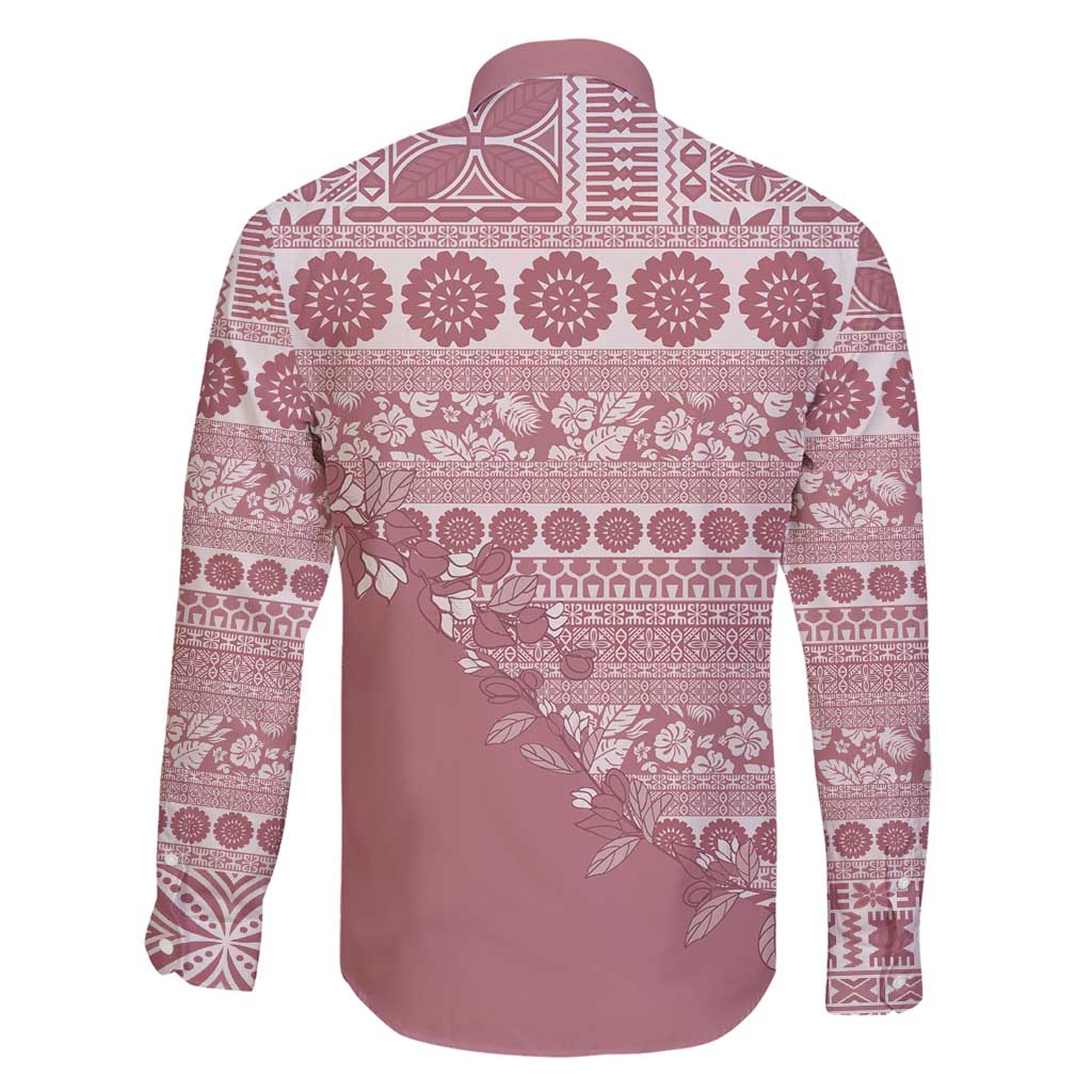 Fiji Marau na Kerisimasi Family Matching Summer Maxi Dress and Hawaiian Shirt Dusty Rose Tagimoucia Tapa Masi Tribal - Polynesian Pride