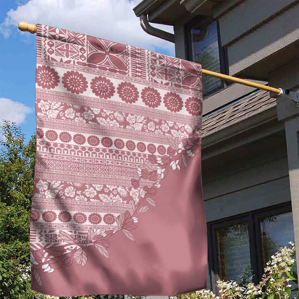Fiji Marau na Kerisimasi Garden Flag Dusty Rose Tagimoucia Tapa Masi Tribal - Polynesian Pride