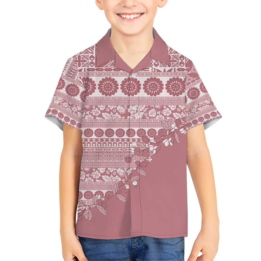 Fiji Marau na Kerisimasi Hawaiian Shirt Dusty Rose Tagimoucia Tapa Masi Tribal - Polynesian Pride