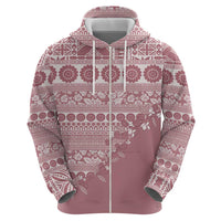 Fiji Marau na Kerisimasi Hoodie Dusty Rose Tagimoucia Tapa Masi Tribal - Polynesian Pride