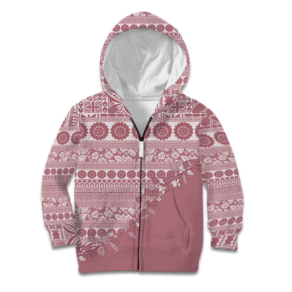 Fiji Marau na Kerisimasi Kid Hoodie Dusty Rose Tagimoucia Tapa Masi Tribal - Polynesian Pride